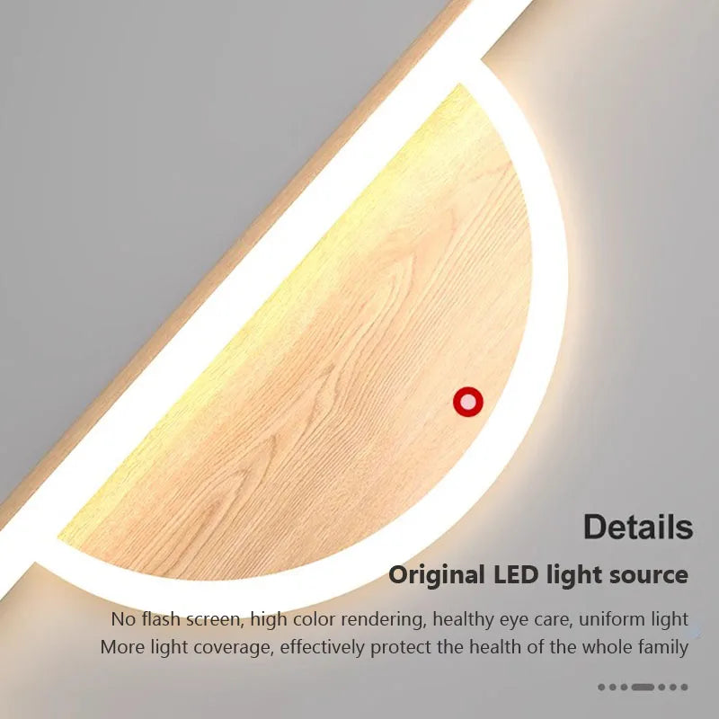 Modern LED wall light with wood grain for interior decor - vue 6 sur 21