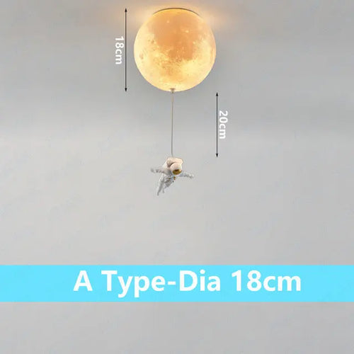 Decorative lunar ceiling light with astronaut, ideal for bedroom - vue 14 sur 15