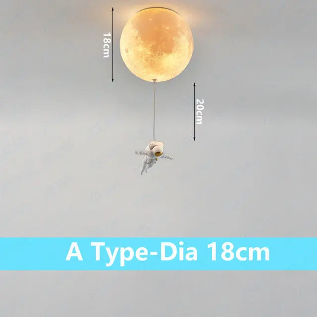 Decorative lunar ceiling light with astronaut, ideal for bedroom - vue 13 sur 15