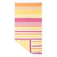 Lightweight Turkish cotton striped beach towel with tassels