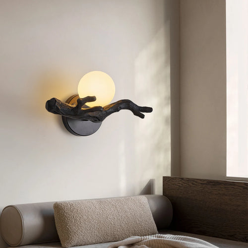 Vintage LED wall light in resin tree branch design - vue 3 sur 10