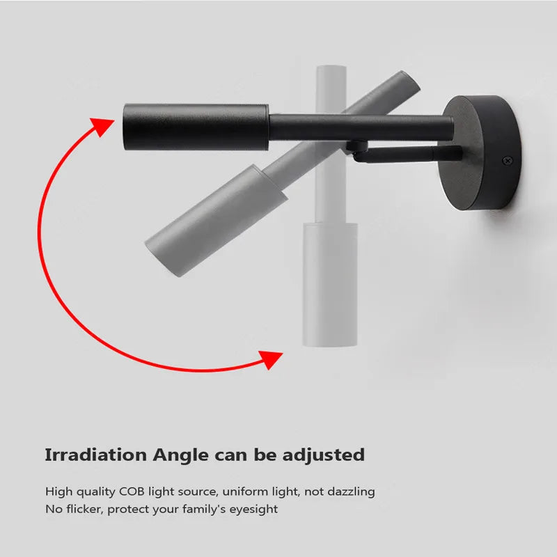 Minimalist rotating LED wall light with adjustable lighting