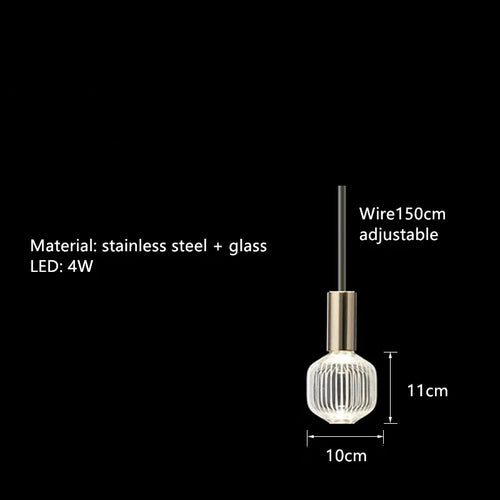 Adjustable nordic clear glass light tube pendant