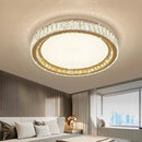 Gold ring ceiling light with luxury crystals and adjustable LED
