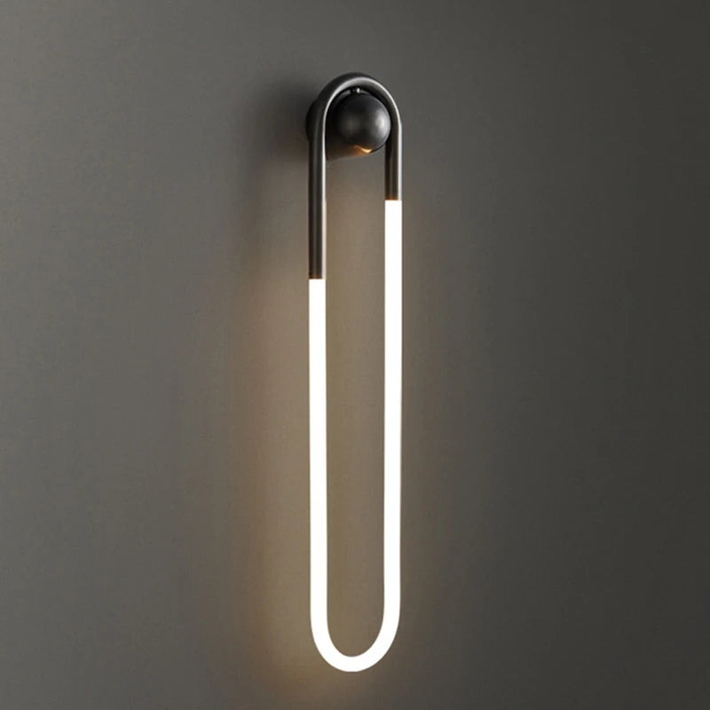 Modern minimalist ellipse LED wall light gold black copper sconce for living room bedroom hallway stairs home decor
