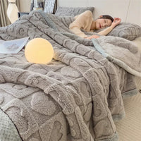 Thick polar fleece heart throw for sofa or bed