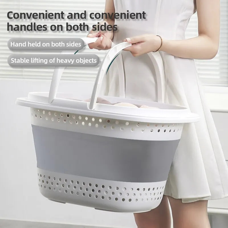 plastic foldable laundry basket for home storage