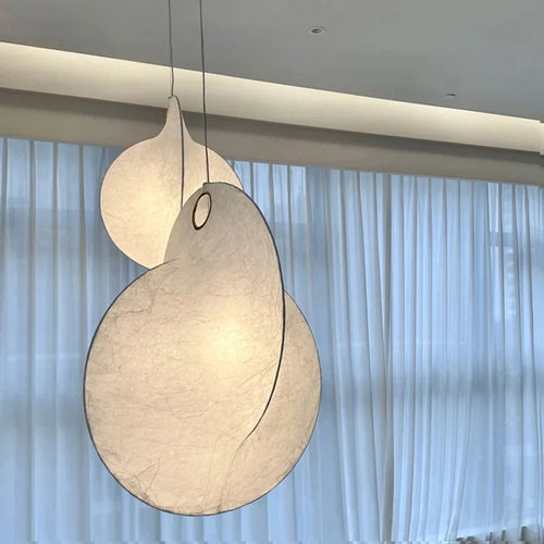 Nordic silk LED wabi sabi pendant light for home decoration - vue 2 sur 12