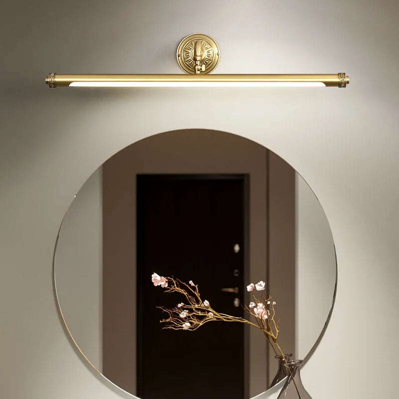 Chinese style gold mirror bathroom wall light retro waterproof