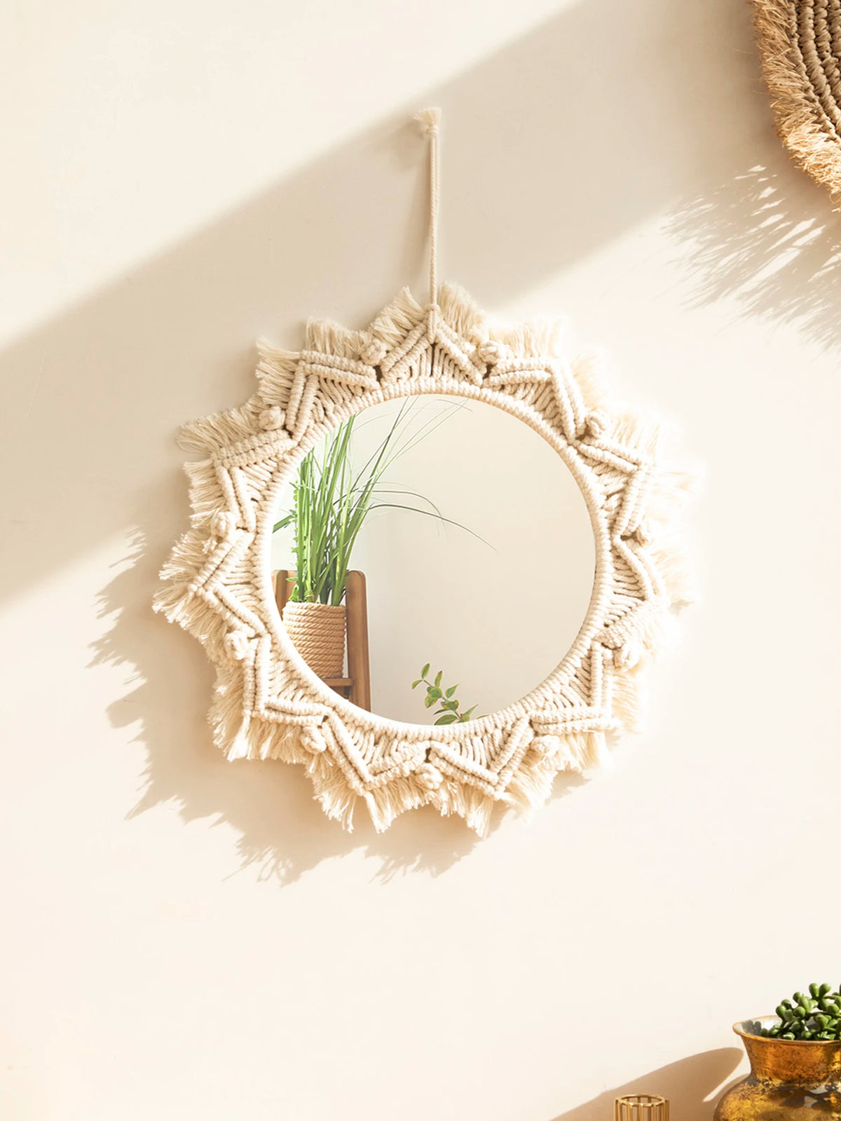 boho macrame decorative mirror for handmade wall decoration