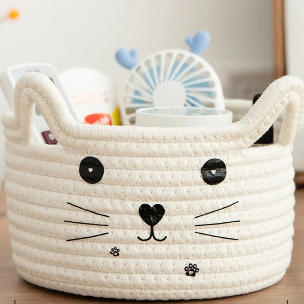cute cotton rope animal toy basket with ears