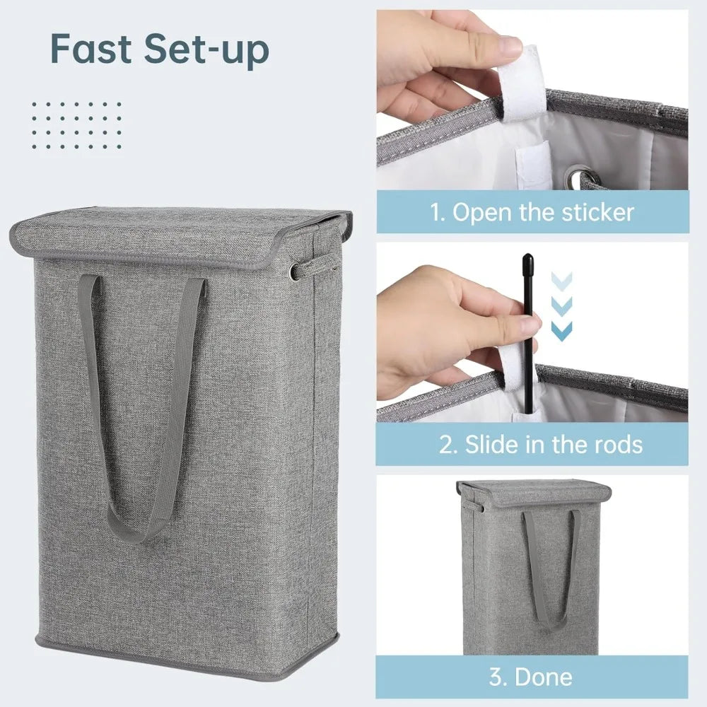 foldable laundry basket with lid for convenient storage