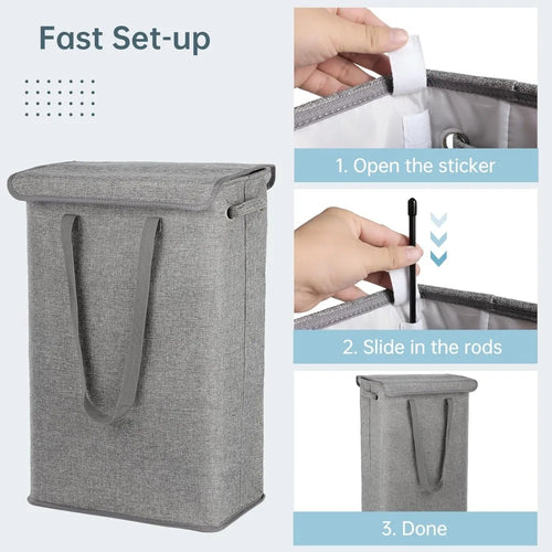 foldable laundry basket with lid for convenient storage