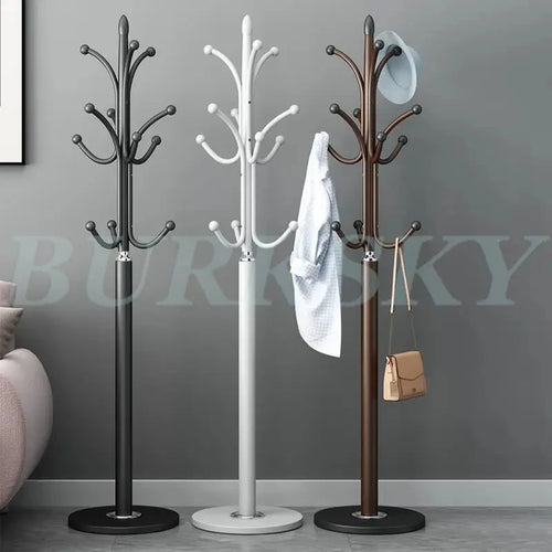 freestanding metal coat rack with 16 hooks and shelves - vue 2 sur 18