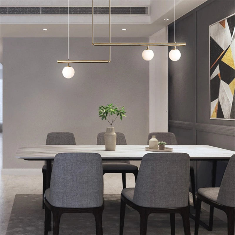 Modern designer chandelier with nordic glass shade for bar or living room - vue 4 sur 12