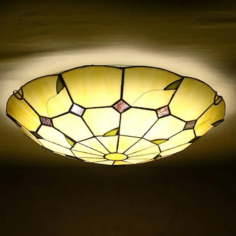 Mediterranean bohemian Tiffany stained glass chandelier for interior decor - vue 4 sur 9