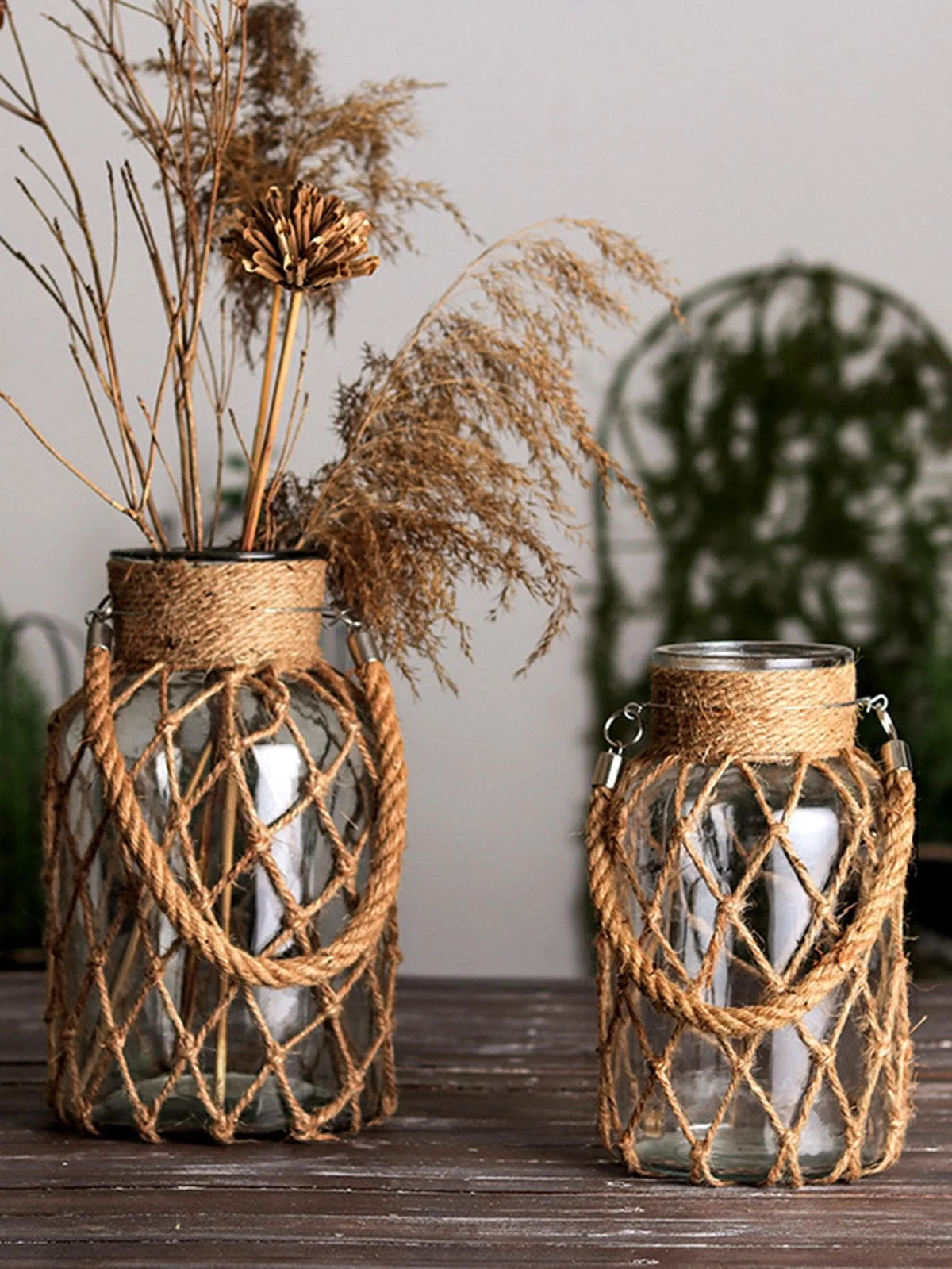 hand-woven glass vase bohemian decoration for dried flowers