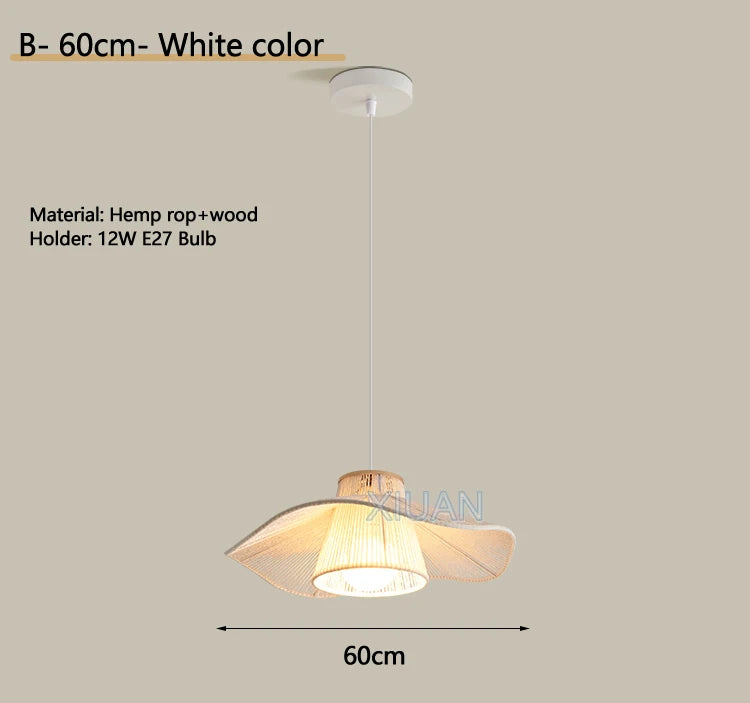 Wabi-sabi hemp rope pendant chandelier - vue 18 sur 24