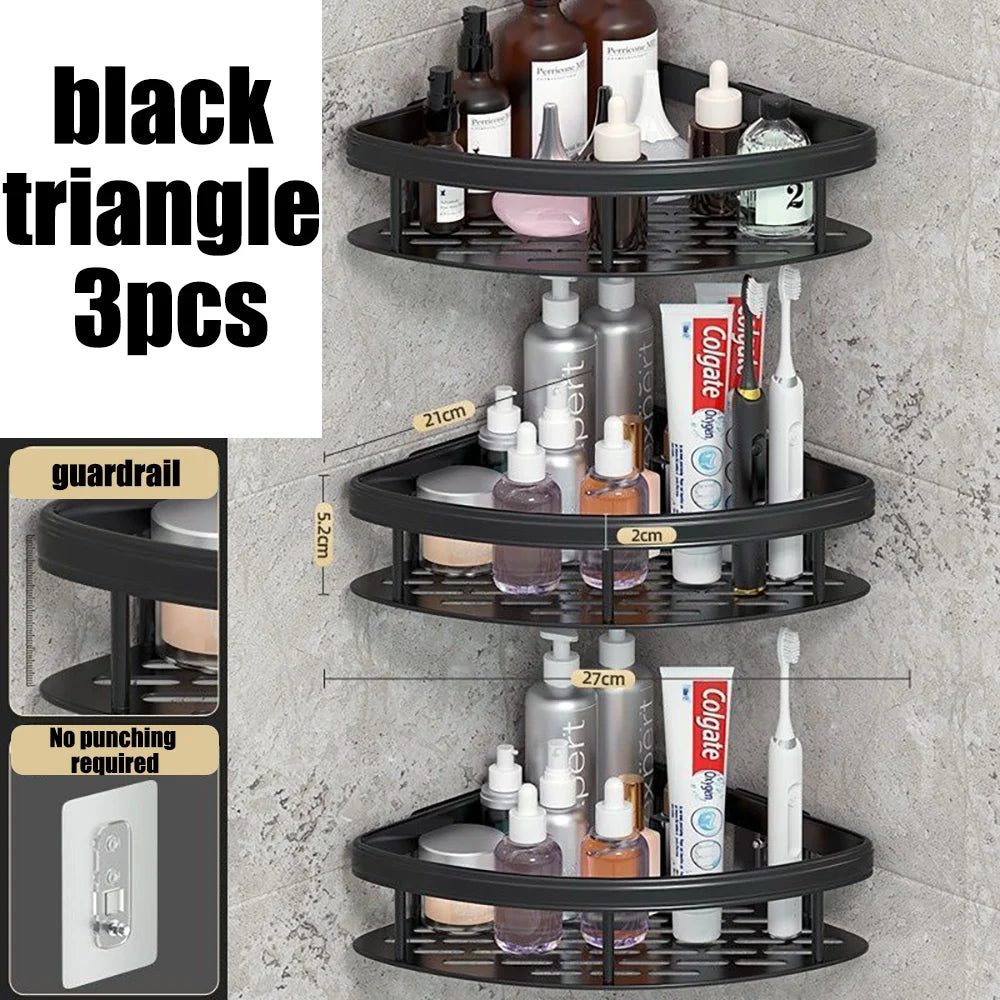 étagère d'angle murale sans perçage pour douche et serviettes - vue 9 sur 18