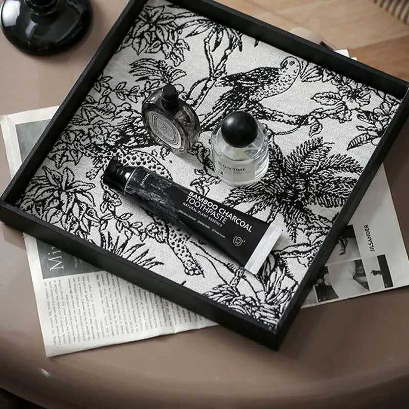 retro decorative leather tray for storage and display - vue 6 sur 8