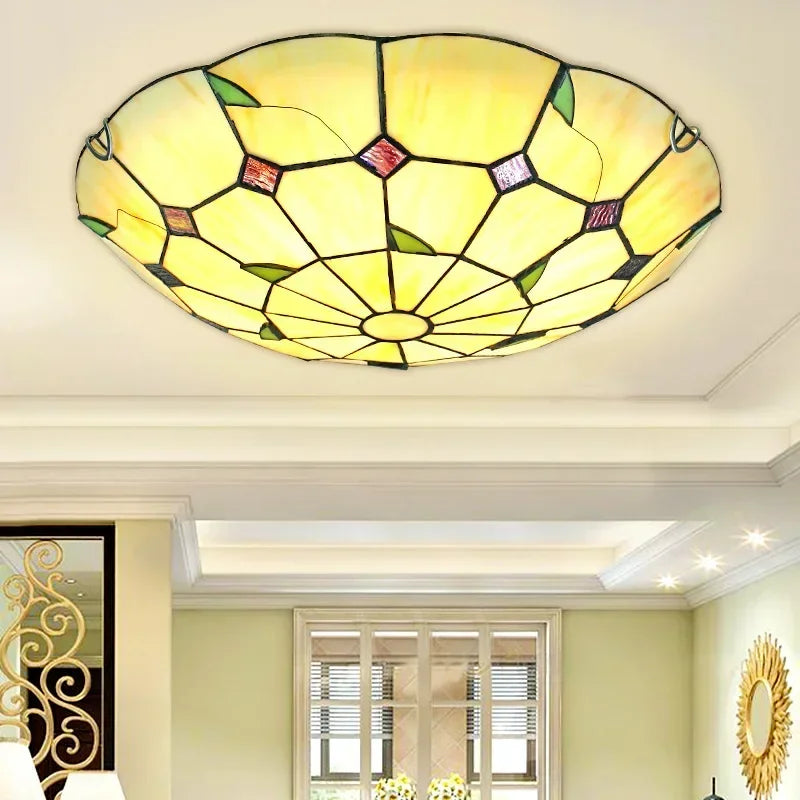 Mediterranean bohemian Tiffany stained glass chandelier for interior decor
