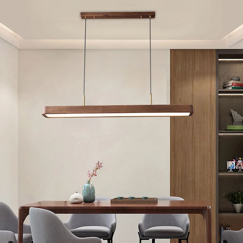 Modern wooden LED pendant light with remote control for table and bar