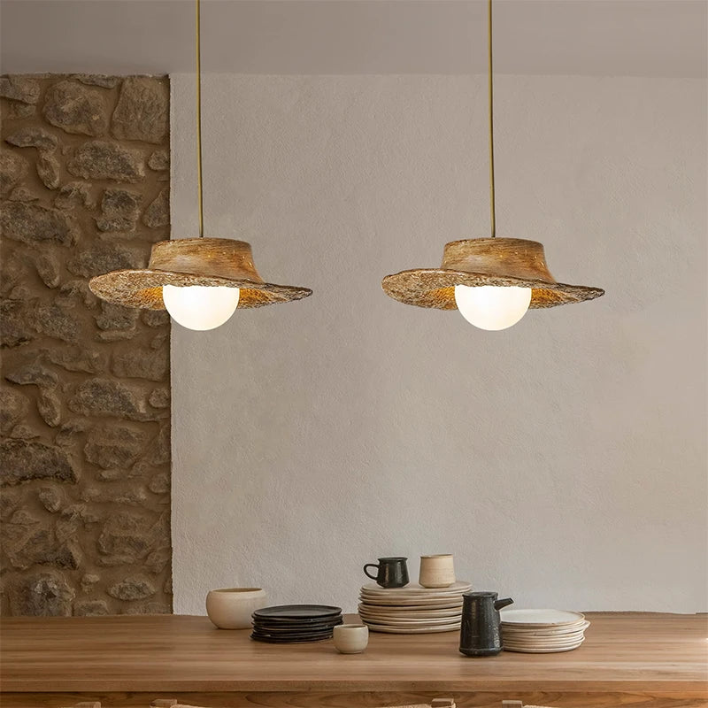 Simple nordic wabi sabi style LED pendant light for restaurant - vue 3 sur 13