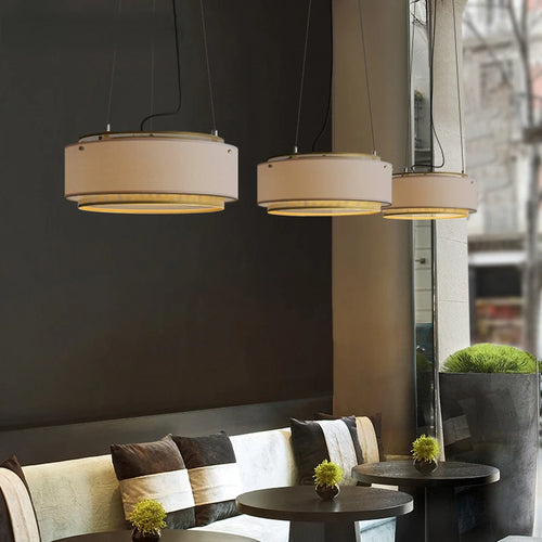 Modern gold round LED lamp with industrial decorative design - vue 3 sur 9