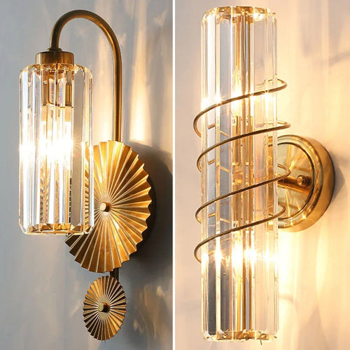 Luxury postmodern crystal LED wall light