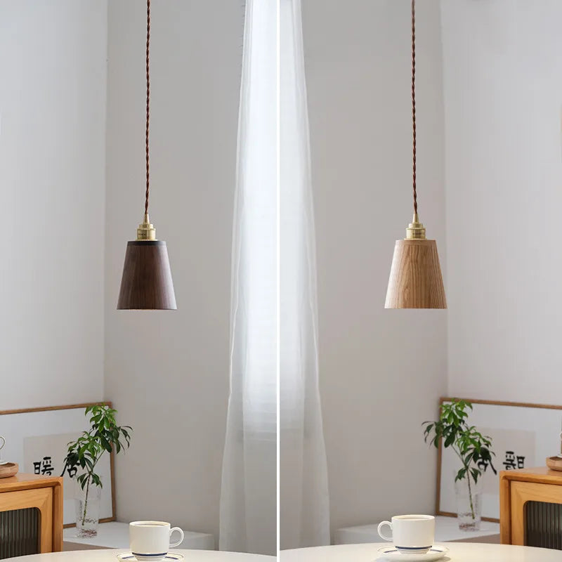 Loft wood LED pendant lamp modern lampshade home decoration lighting