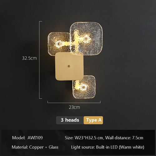 Designer copper LED wall light for modern decorative lighting