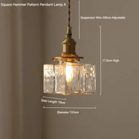 Japanese vintage style glass and brass LED pendant light