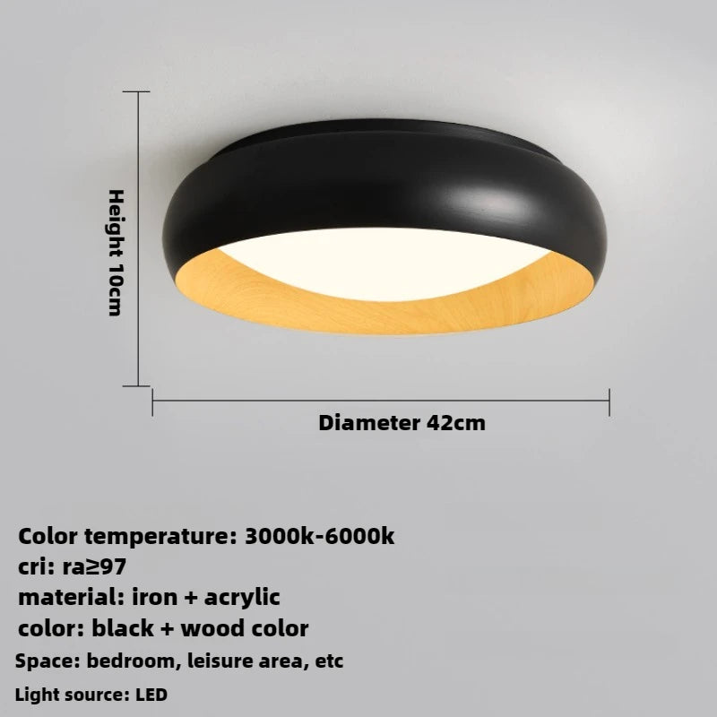 Minimalist Japanese retro circular anti-glare lamp with soft lighting - vue 8 sur 12