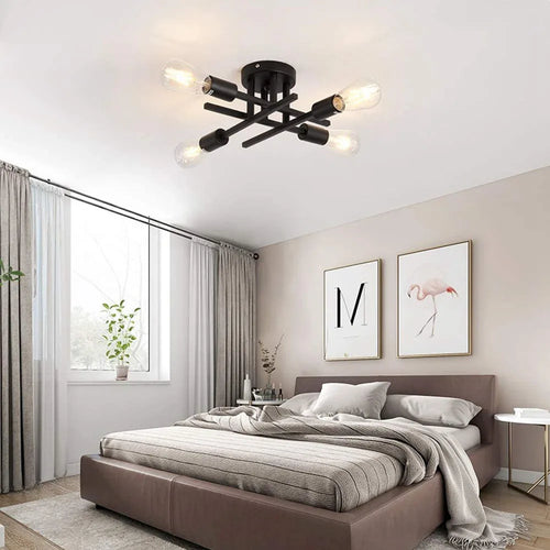 vintage sputnik chandelier with multiple modern iron rods - vue 6 sur 9