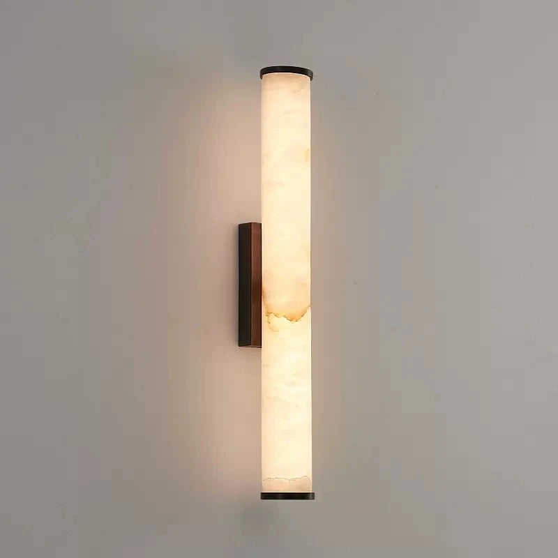 Natural marble wall light with copper LED lighting