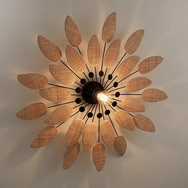 Wabi sabi rattan wall lights for indoor spaces and tea rooms - vue 3 sur 6