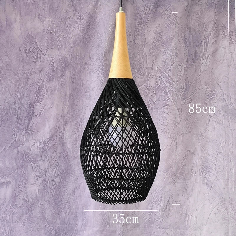 Southeast Asian vintage rattan pendant light high quality for dining room, restaurant, kitchen, or loft - vue 12 sur 27