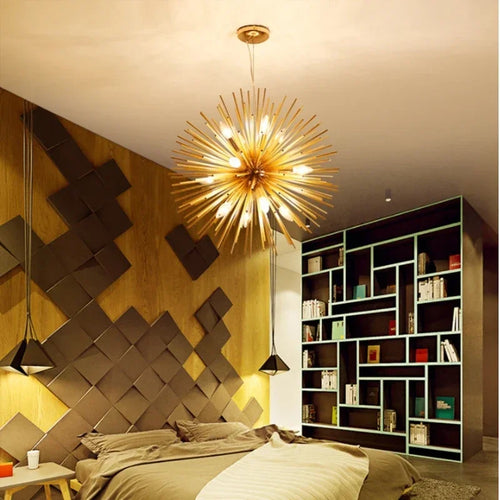 Hedgehog ball chandelier nordic style home lighting - vue 4 sur 12