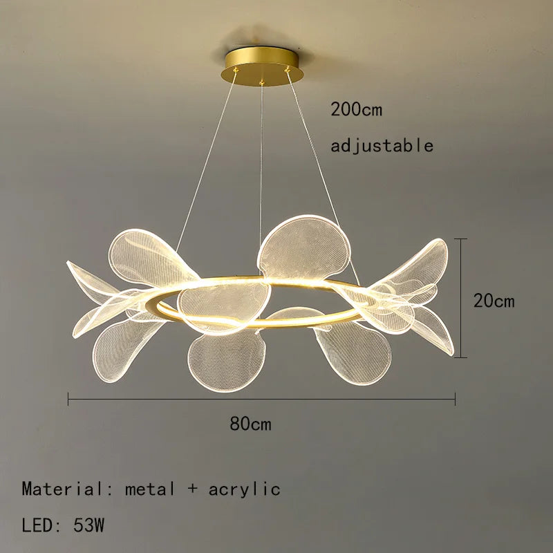 Acrylic chandelier with gold ring and dimmable light direct delivery - vue 9 sur 10