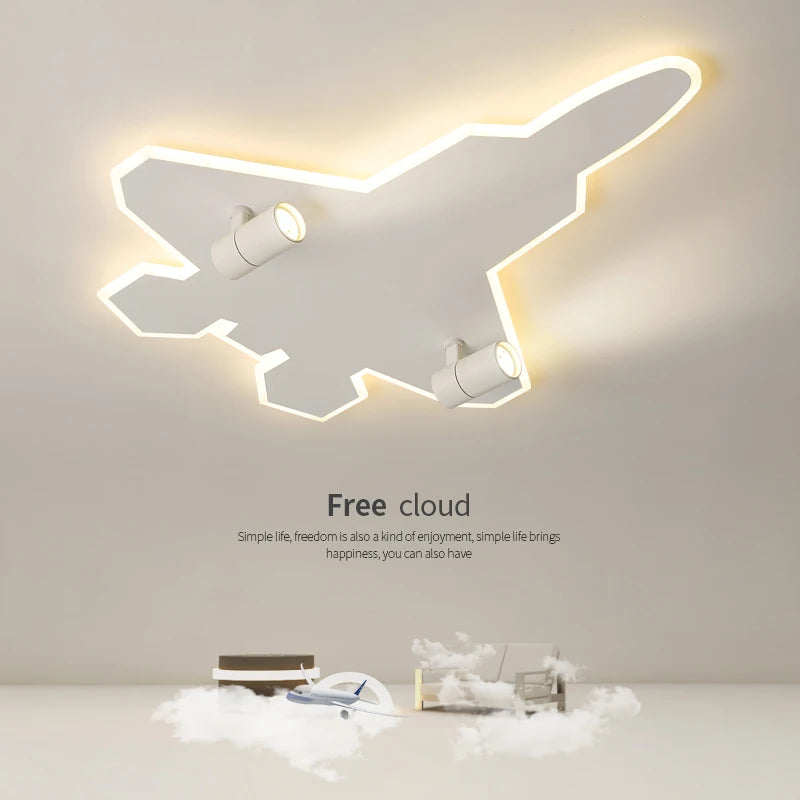 Children’s creative aircraft LED ceiling light with eye protection