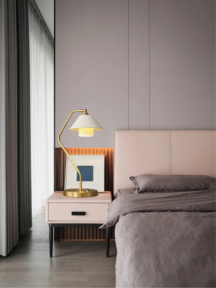 Ceramic and copper desk lamp with adjustable angle