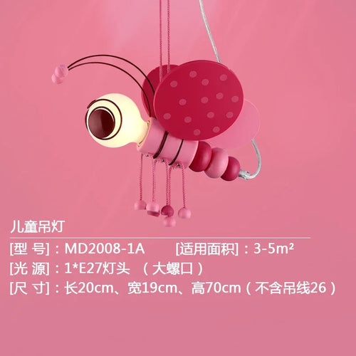 Bee pendant light for children's room princess cartoon style - vue 3 sur 6