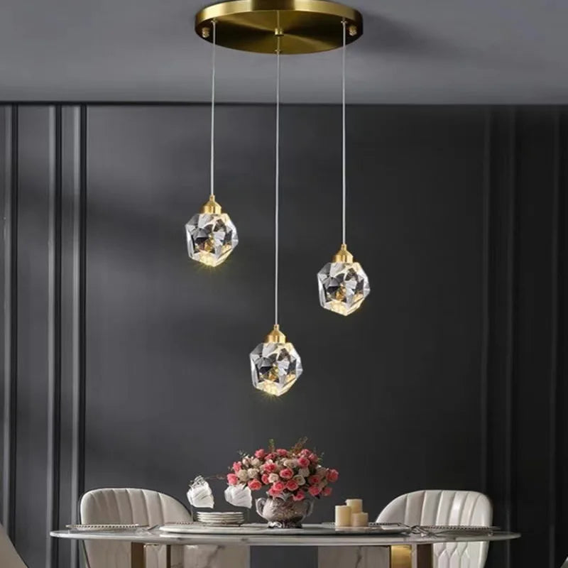 Modern elegant copper crystal LED chandelier - vue 4 sur 16