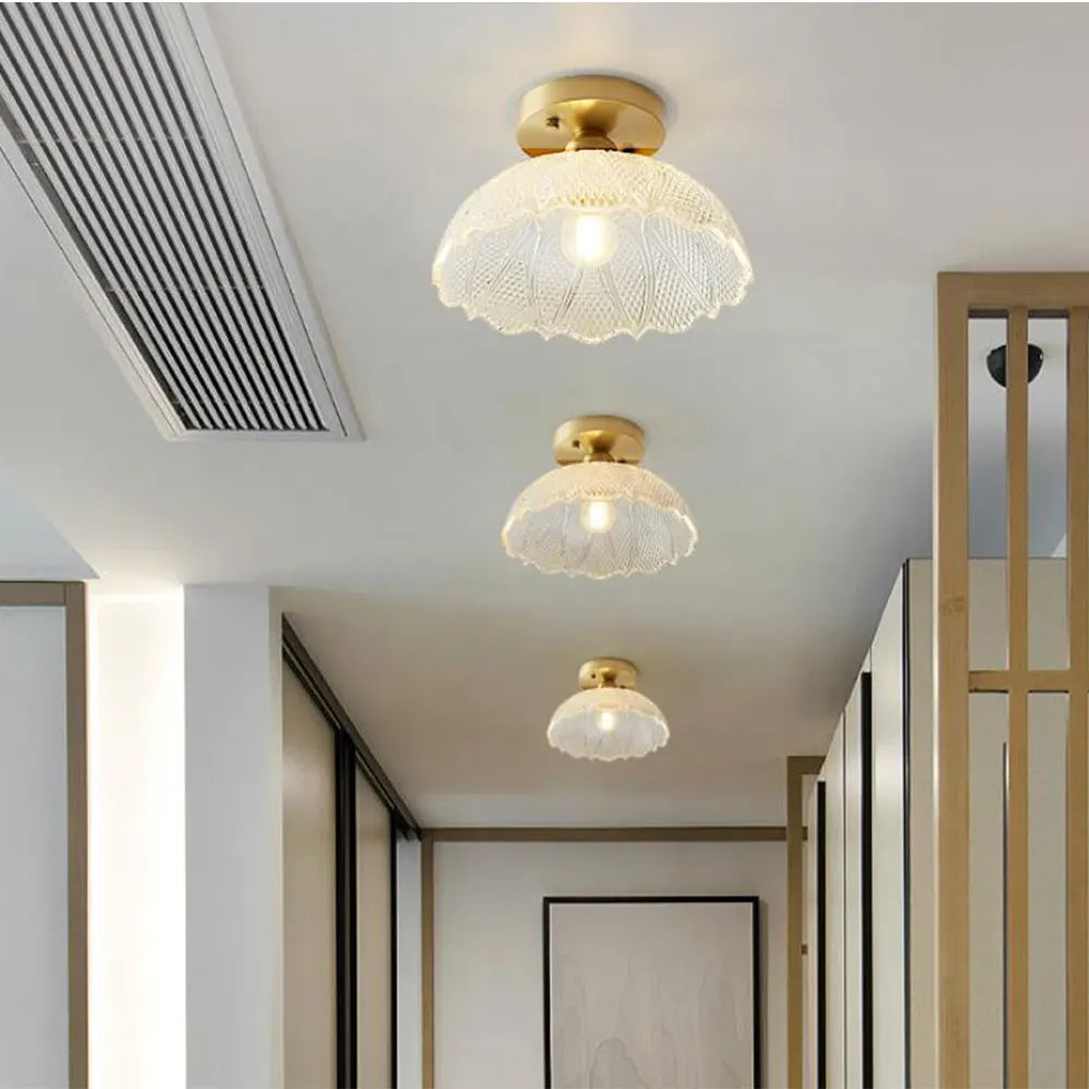Nordic vintage glass LED ceiling light for modern interiors