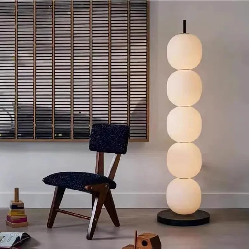 Mainkai Nordic gourd string floor lamp with white glass shade - vue 6 sur 8