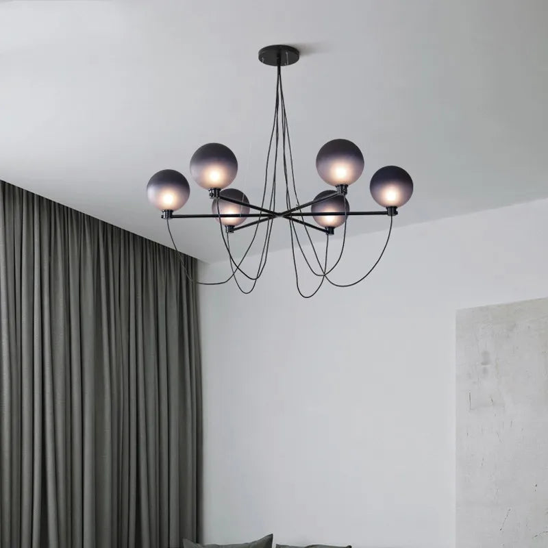 Nordic retro industrial glass ball chandelier - vue 4 sur 7