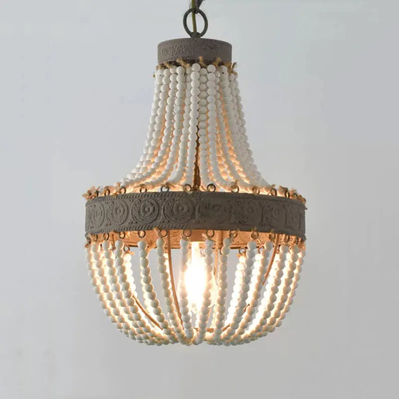 Vintage wood bead chandelier american country style