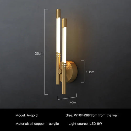 Modern copper design LED wall light for decorative interiors - vue 13 sur 12