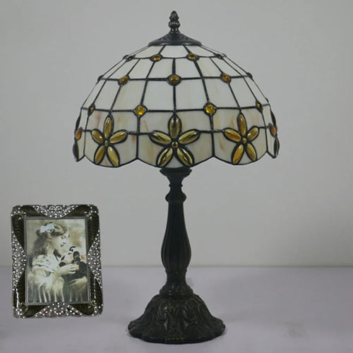 Decorative Mediterranean style stained glass bedside lamp - vue 7 sur 6