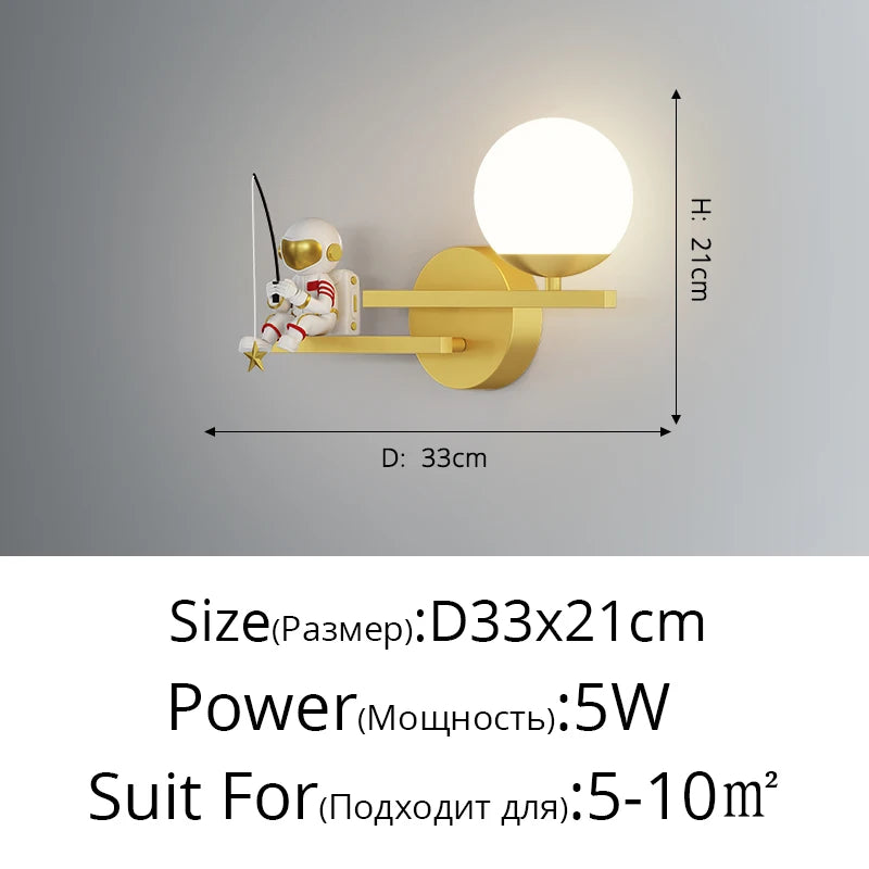 Astronaut moon planet LED wall light nordic style 2022 - vue 15 sur 18